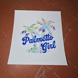 Palmetto Girl Sticker with Colorful Palm Swaying Design 3in‎ Round